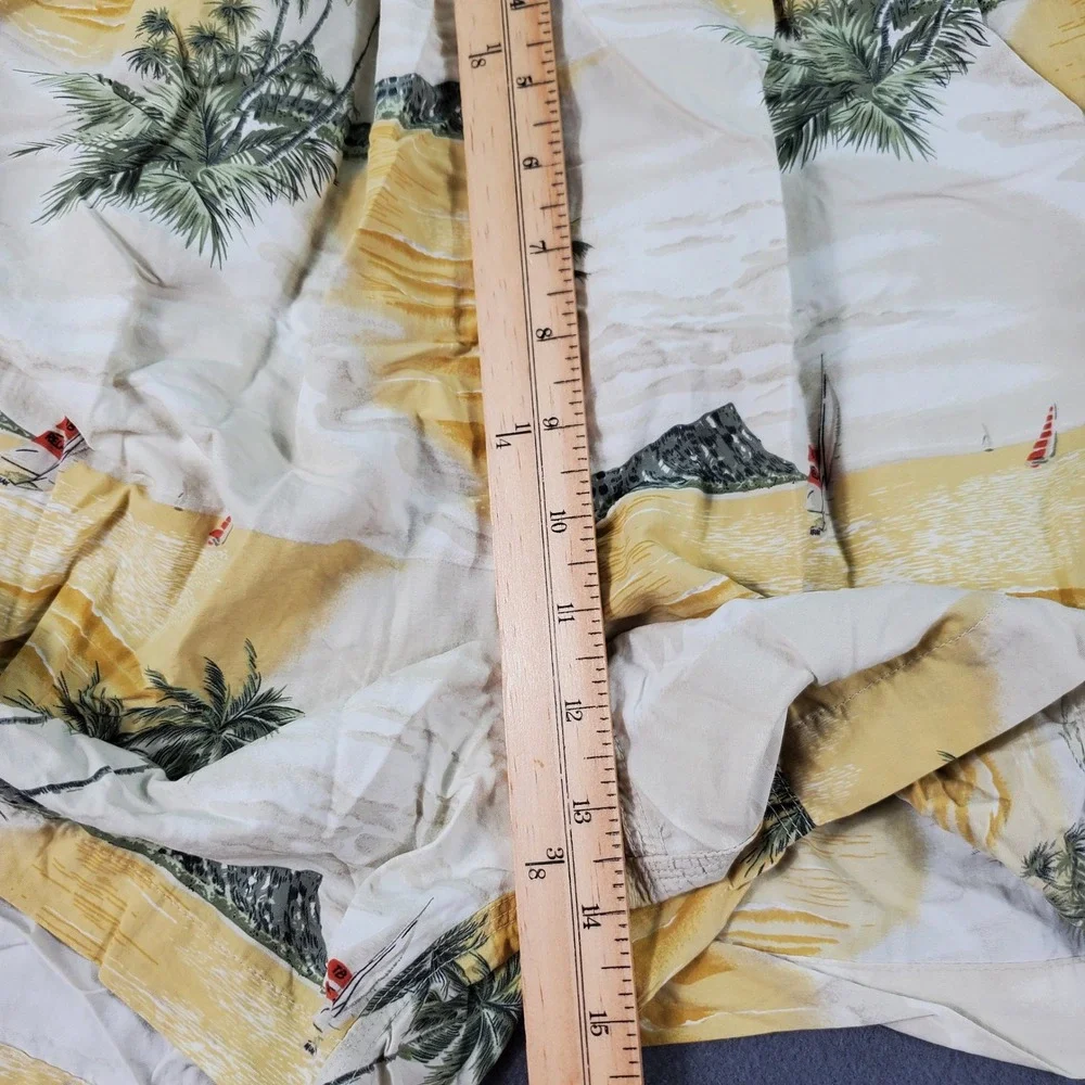 Tommy Bahama Bungalow Brand‎ Mens Yellow Tropical Island Print Swim Trunks L